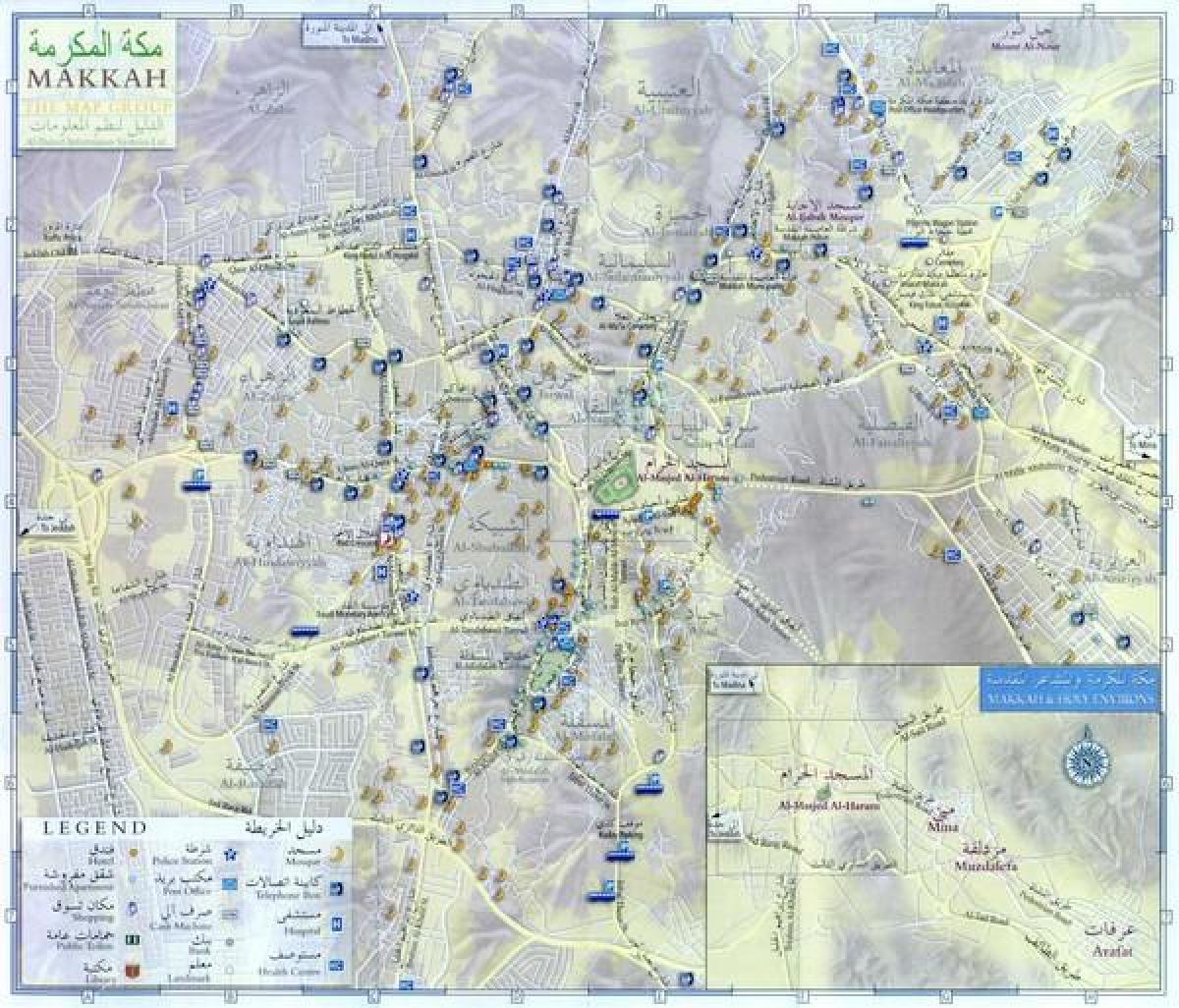 vej kort over byen Mekka
