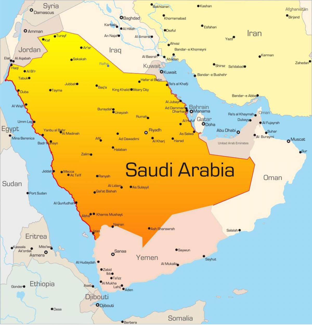 Mekka i saudi-arabien kort