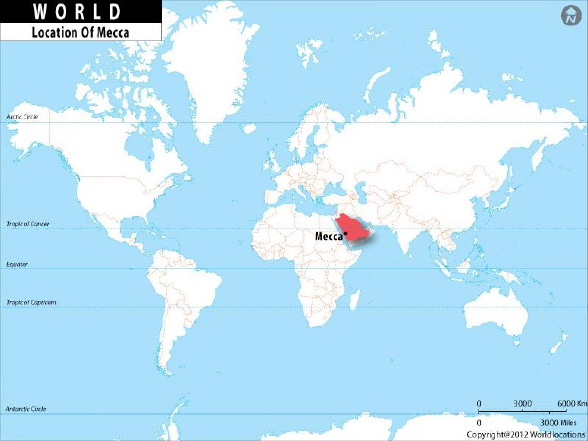 Mekka i verden kort