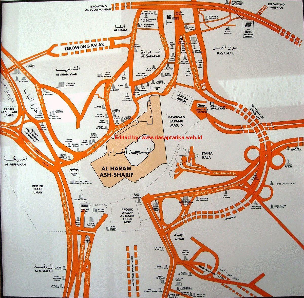 kort over misfalah Makkah kort
